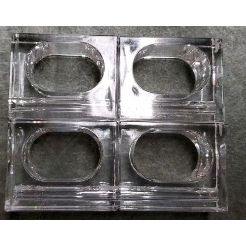 Vtg‎ Lillian Vernon Napkin Rings Holders Bud Vases Clear Lucite Modern Set of 4